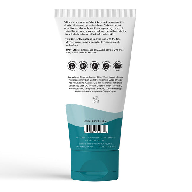 Back view of a skincare product tube with text and branding on a white background